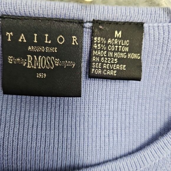Tailor B Moss Women's Lg 2 Piece Lavender Sweater Vintage Hong Kong Flaw - Picture 2 of 15